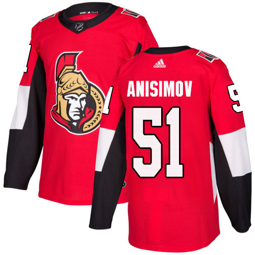Adidas Ottawa Senators #51 Artem Anisimov Red Home Authentic Stitched Youth NHL Jersey->youth nhl jersey->Youth Jersey